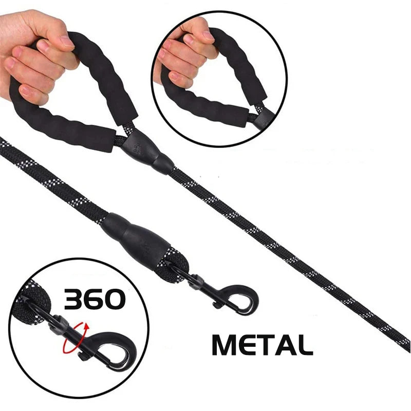 StrongWalk™ Reflective Heavy-Duty Manual Dog Leash