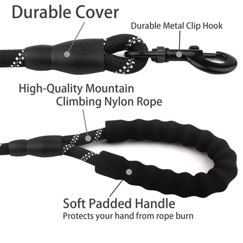 StrongWalk™ Reflective Heavy-Duty Manual Dog Leash