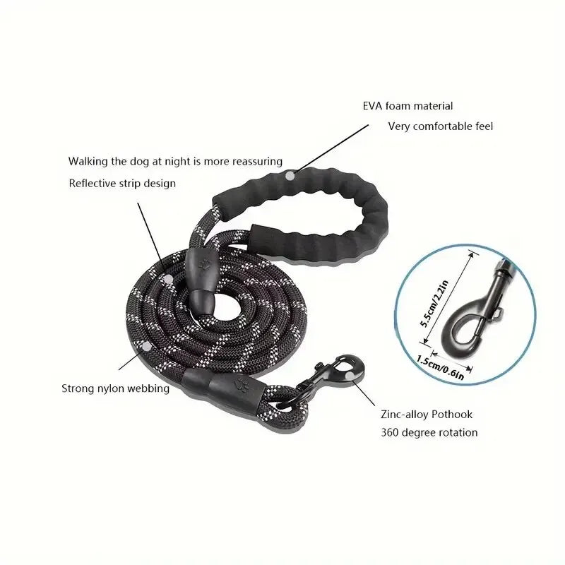 StrongWalk™ Reflective Heavy-Duty Manual Dog Leash