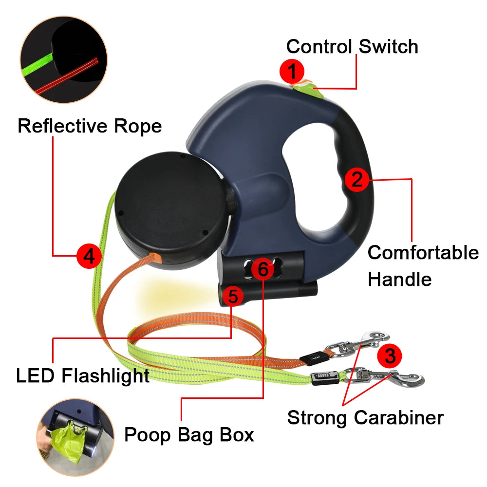 FreeWalk™ Duo Automatic Retractable Dog Leash